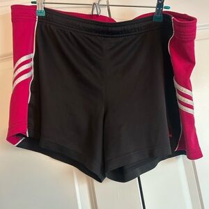 adidas Black and Pink Women's Athletic Shorts with Side Stripes